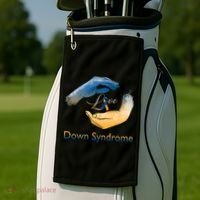Love Down Syndrome Awareness Gold Blue Ribbon Down Syndrome Warrior Golf Towel thumb 2