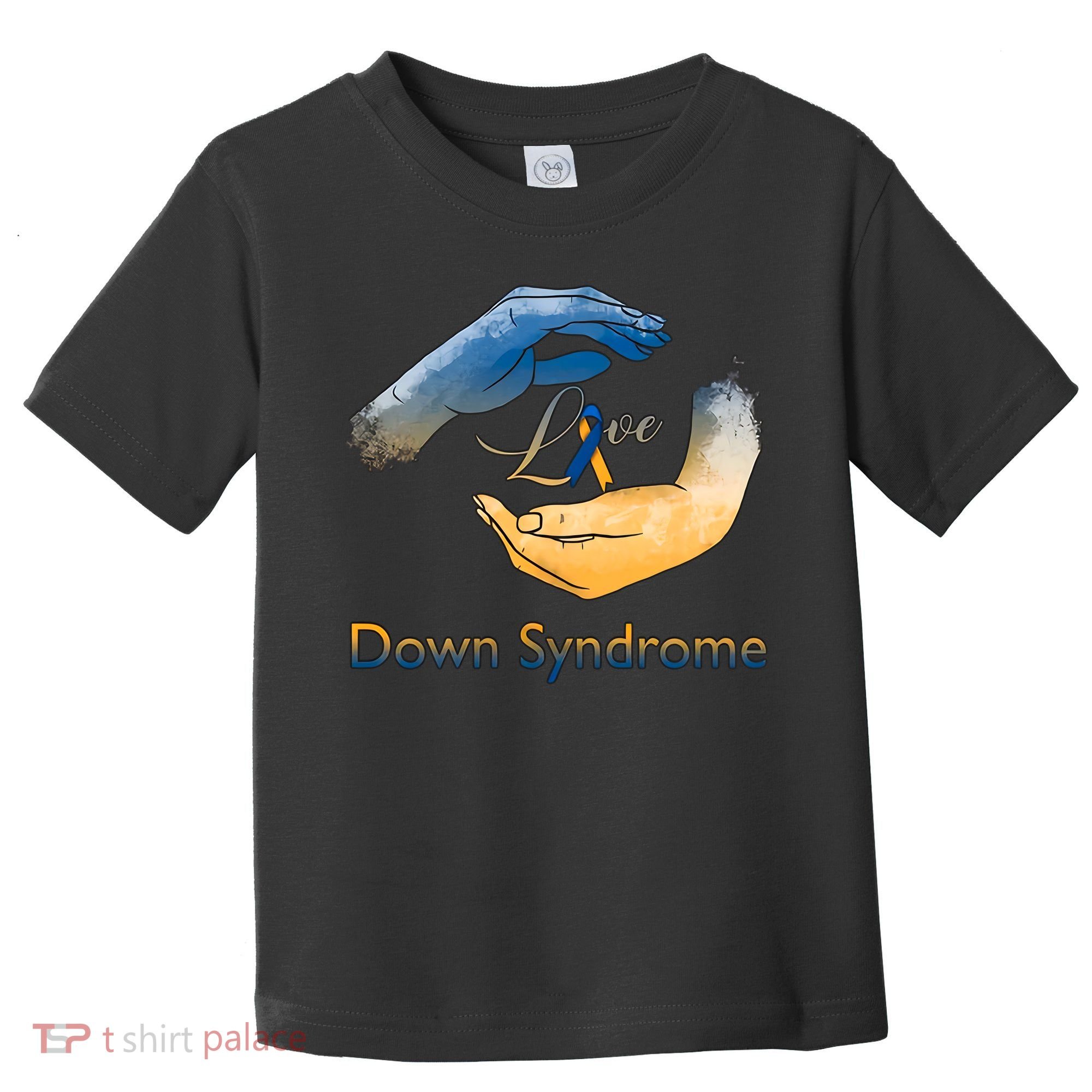 Love Down Syndrome Awareness Gold Blue Ribbon Down Syndrome Warrior Toddler T-Shirt
