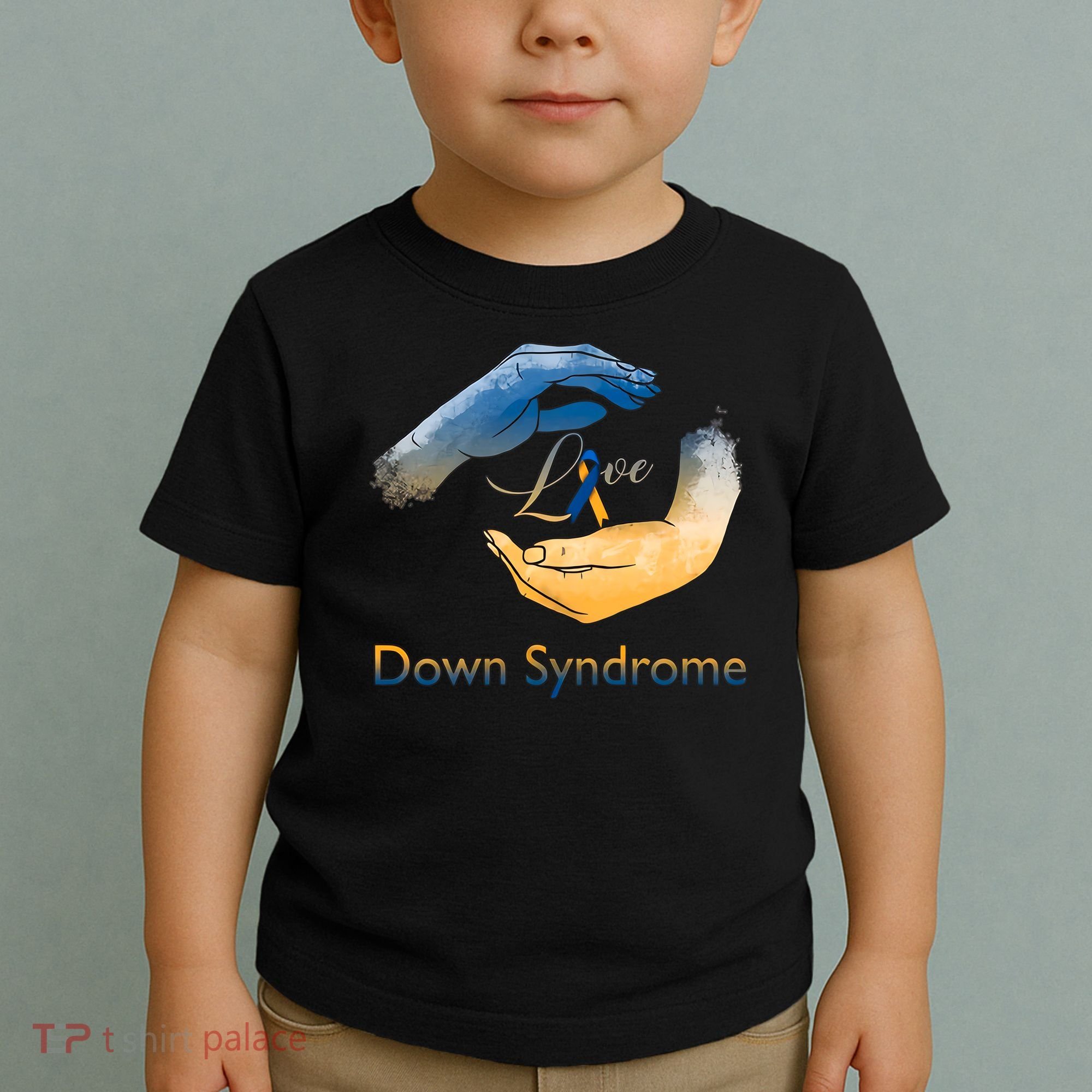 Love Down Syndrome Awareness Gold Blue Ribbon Down Syndrome Warrior Toddler T-Shirt