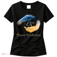 Love Down Syndrome Awareness Gold Blue Ribbon Down Syndrome Warrior Women's T-Shirt thumb 0