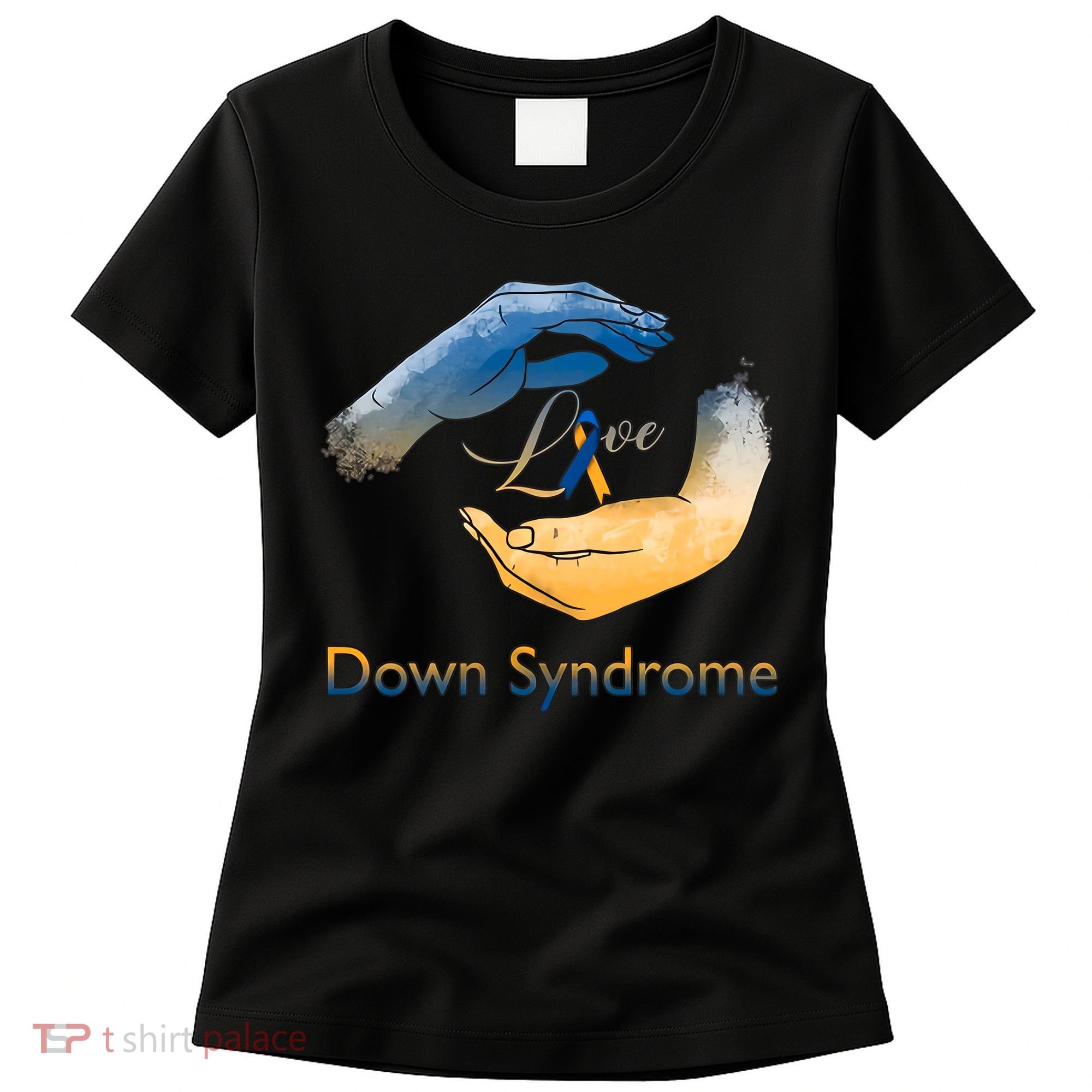 Love Down Syndrome Awareness Gold Blue Ribbon Down Syndrome Warrior Women's T-Shirt