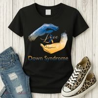 Love Down Syndrome Awareness Gold Blue Ribbon Down Syndrome Warrior Women's T-Shirt thumb 3