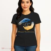 Love Down Syndrome Awareness Gold Blue Ribbon Down Syndrome Warrior Women's T-Shirt thumb 4