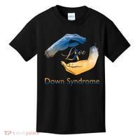 Love Down Syndrome Awareness Gold Blue Ribbon Down Syndrome Warrior Kids T-Shirt thumb 0
