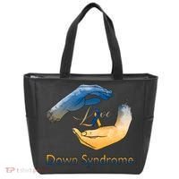 Love Down Syndrome Awareness Gold Blue Ribbon Down Syndrome Warrior Tote Bag thumb 0