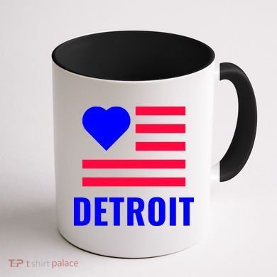 Love Detroit Simple Flag Type Coffee Mug back