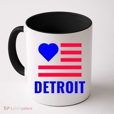 Love Detroit Simple Flag Type Coffee Mug