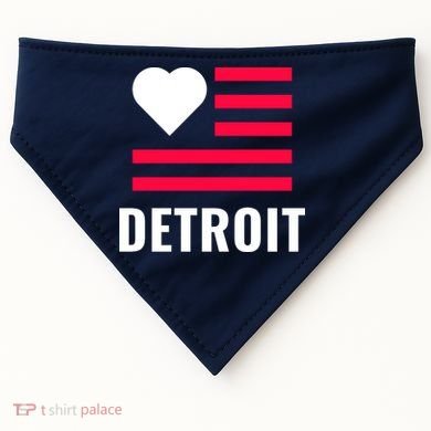 Love Detroit Simple Flag Type USA-Made Doggie Bandana