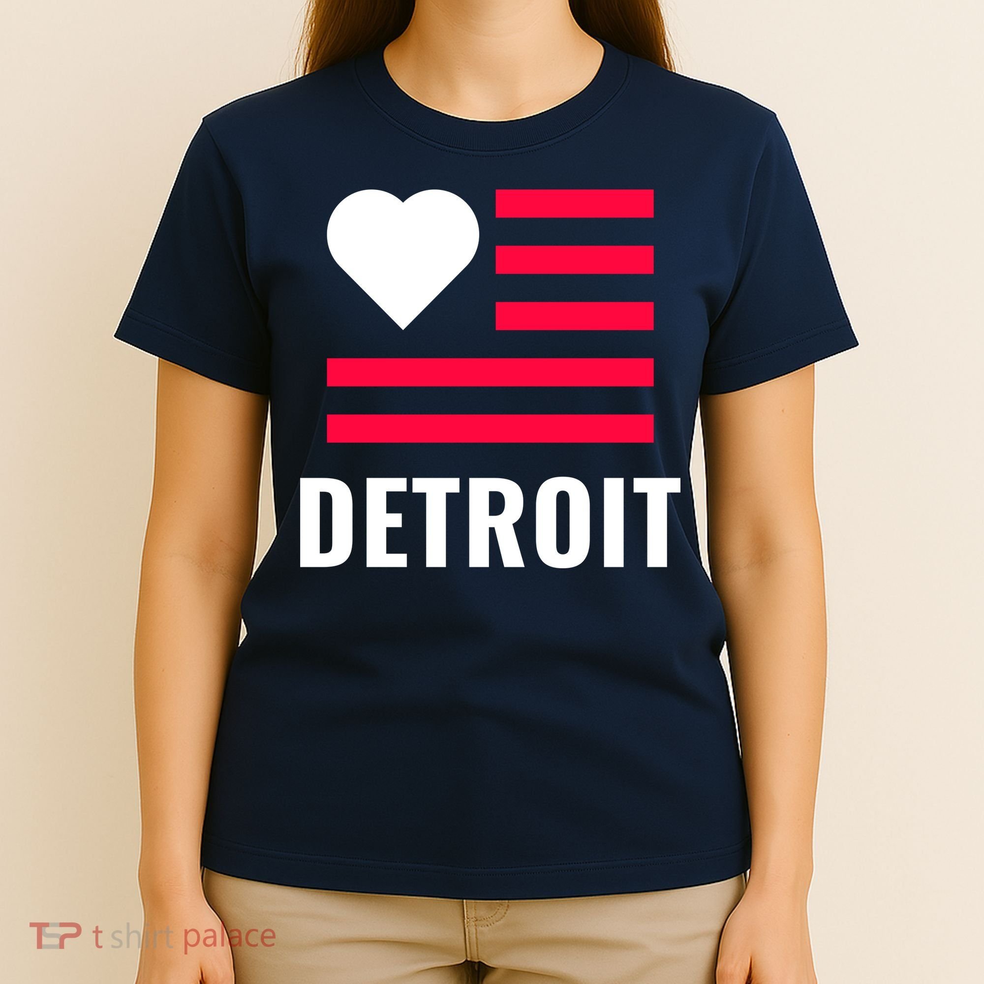 Love Detroit Simple Flag Type T-Shirt