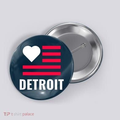 Love Detroit Simple Flag Type Button