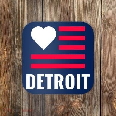 Love Detroit Simple Flag Type Coaster