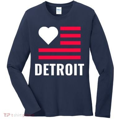 Love Detroit Simple Flag Type Women's Long Sleeve Shirt