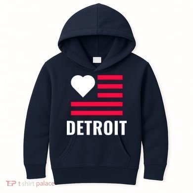 Love Detroit Simple Flag Type Kids Hoodie