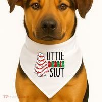 Littie Debbie Slut Funny Christmas Tree Cakes Xmas  USA-Made Doggie Bandana thumb 1