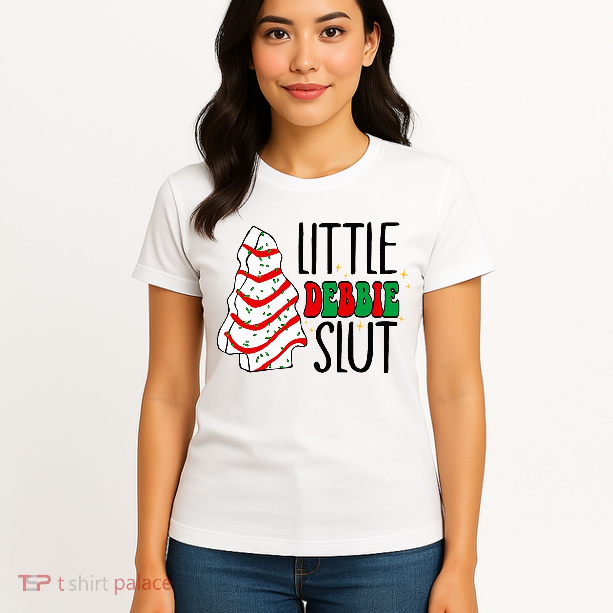 Littie Debbie Slut Funny Christmas Tree Cakes Xmas  Women's T-Shirt