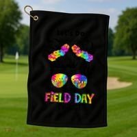 Lets Do This Field Day Thing Messy Bun School Golf Towel thumb 1