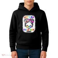 Let's Do This Field Day Thing Messy Bun School Field Day Kids Hoodie thumb 4