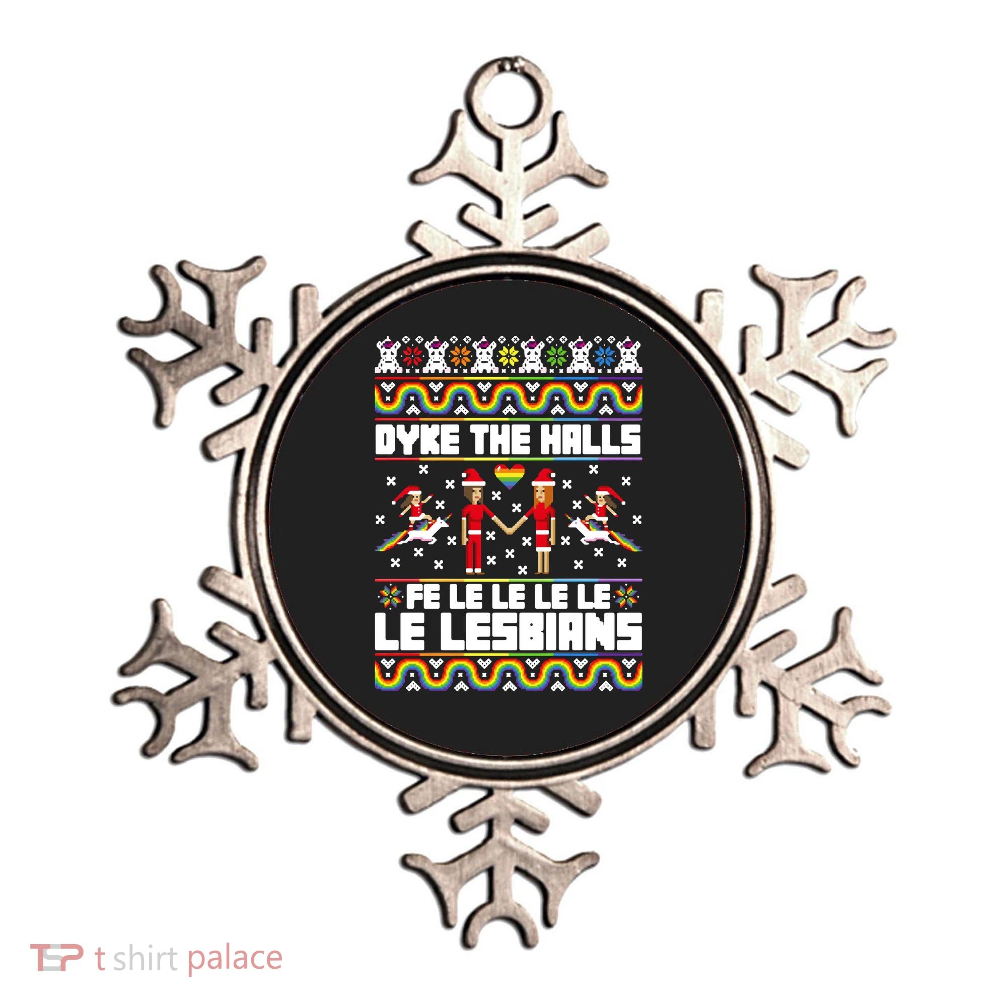 LGBT Dyke The Halls Fe Le Le Le Le Le Lesbians Ugly Christmas Ornament