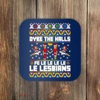 LGBT Dyke The Halls Fe Le Le Le Le Le Lesbians Ugly Christmas Coaster thumb 0