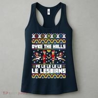 LGBT Dyke The Halls Fe Le Le Le Le Le Lesbians Ugly Christmas Women's Tank Top thumb 3