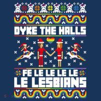 LGBT Dyke The Halls Fe Le Le Le Le Le Lesbians Ugly Christmas Hat thumb 2