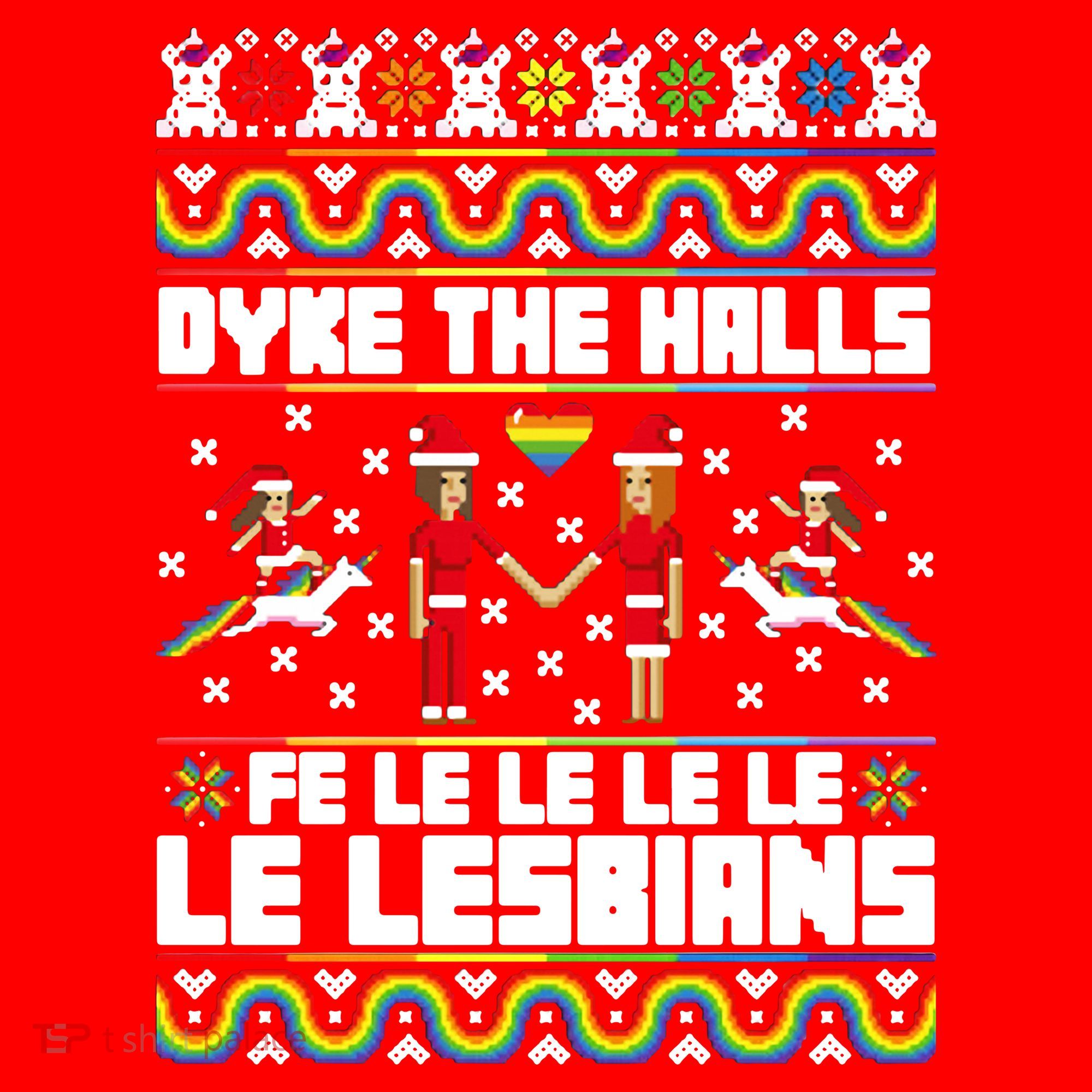 LGBT Dyke The Halls Fe Le Le Le Le Le Lesbians Ugly Christmas Santa Hat