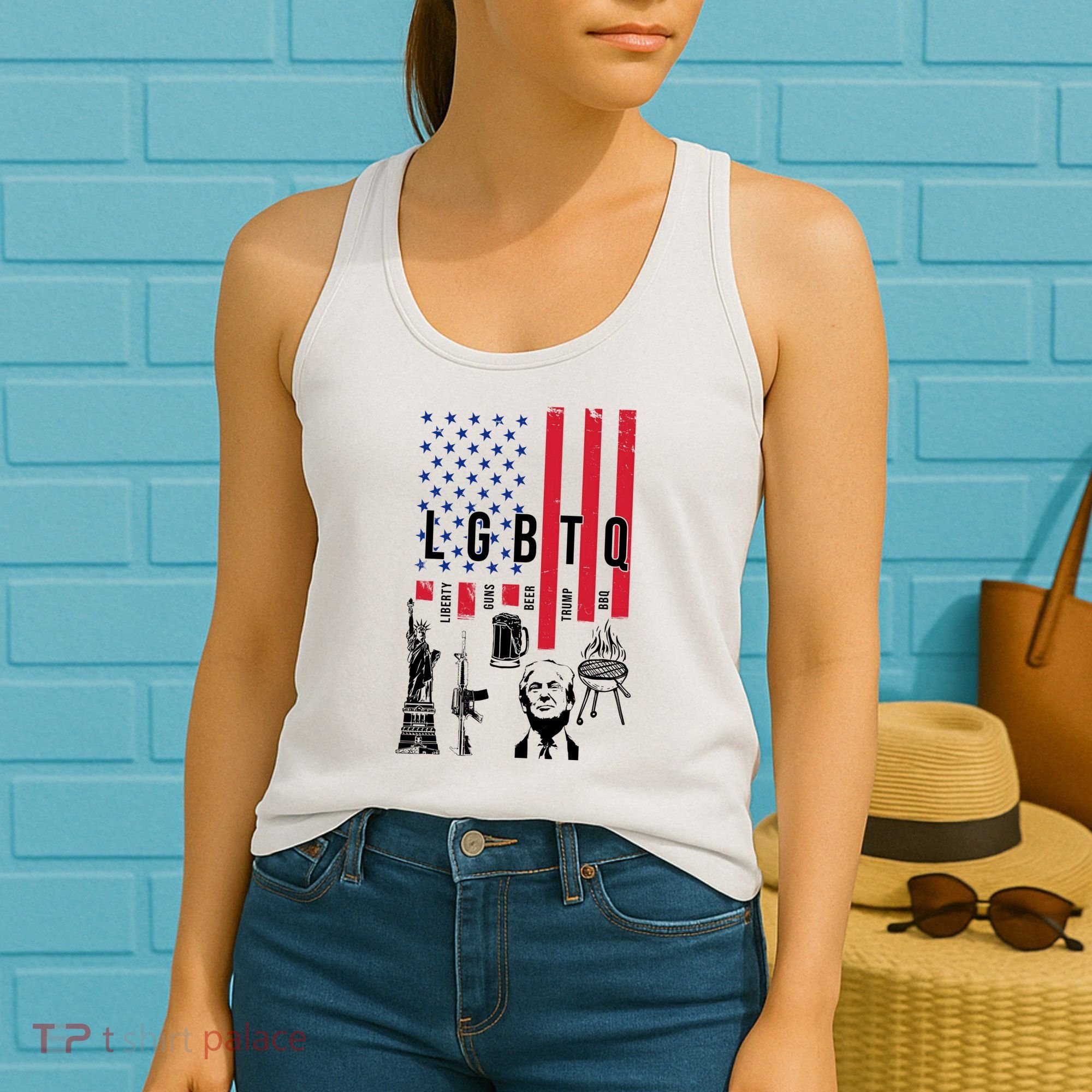 LGBTQ Donald Trump American Flag Women's Tank Top