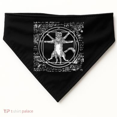Leonardo Da Vinci Vitruvian Cat Lover USA-Made Doggie Bandana