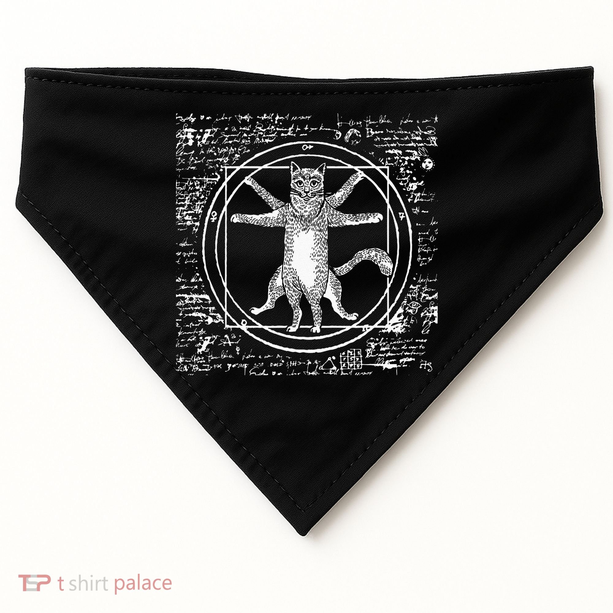 Leonardo Da Vinci Vitruvian Cat Lover USA-Made Doggie Bandana