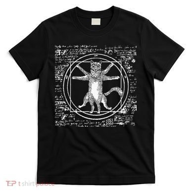 Leonardo Da Vinci Vitruvian Cat Lover T-Shirt