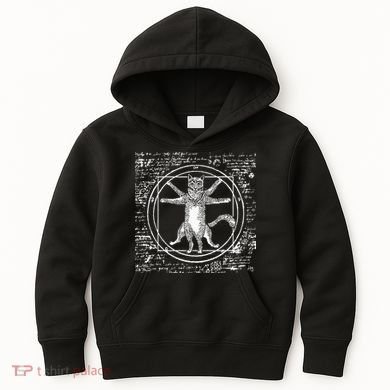 Leonardo Da Vinci Vitruvian Cat Lover Kids Hoodie