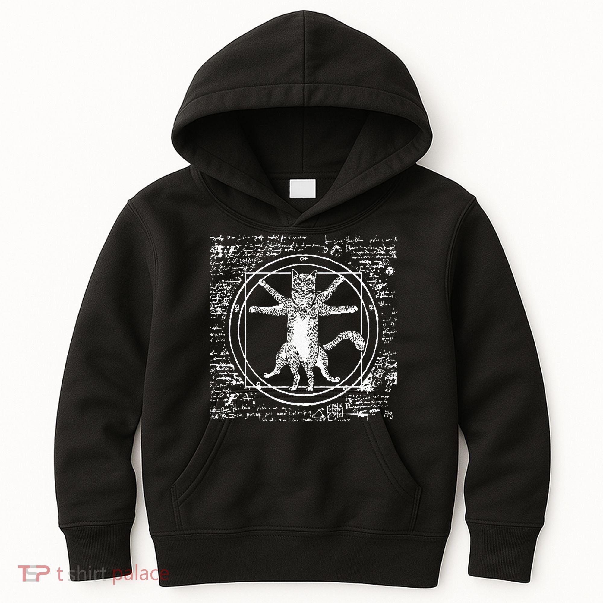 Leonardo Da Vinci Vitruvian Cat Lover Kids Hoodie