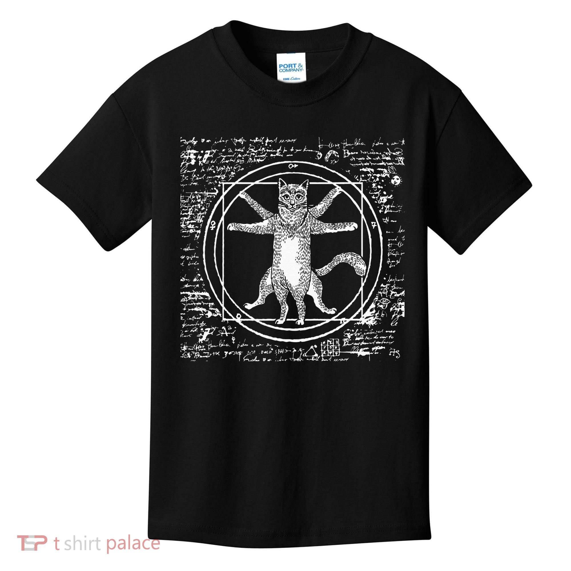 Leonardo Da Vinci Vitruvian Cat Lover Kids T-Shirt