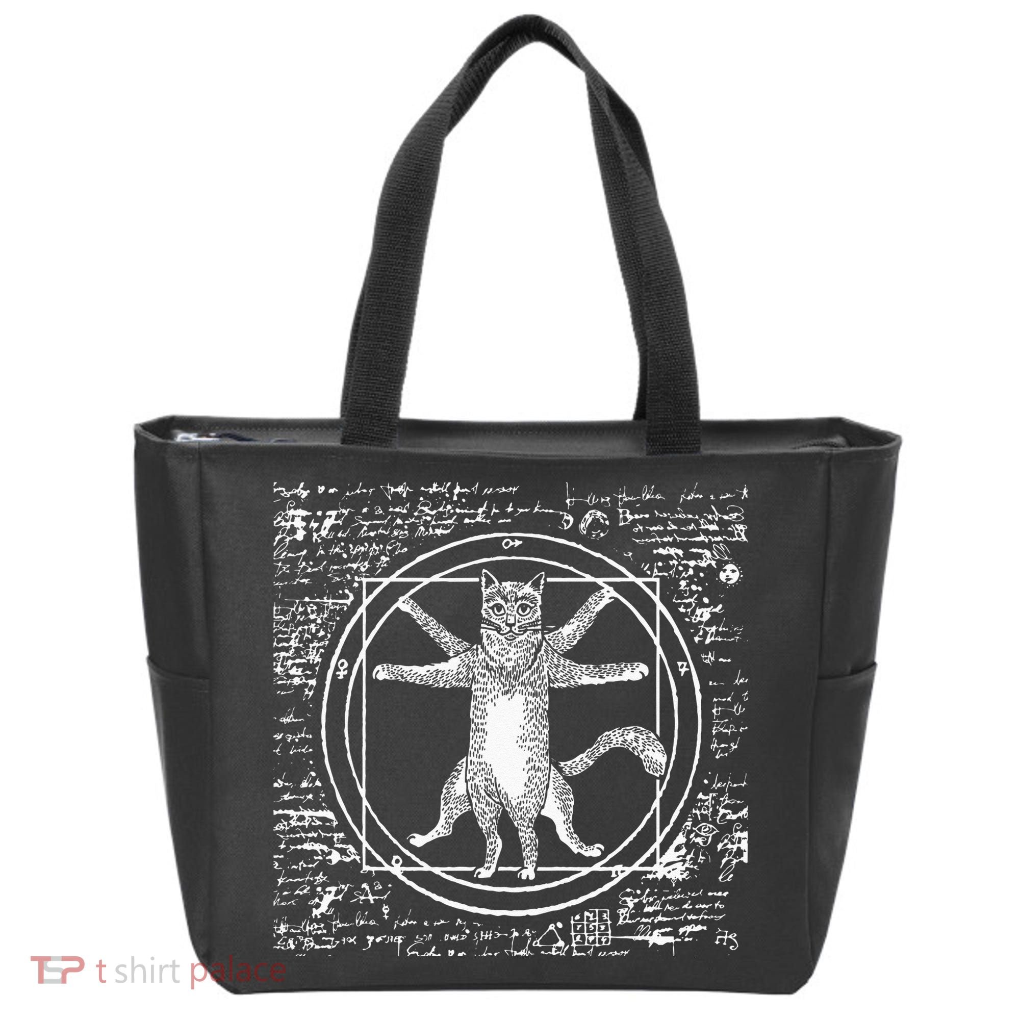 Leonardo Da Vinci Vitruvian Cat Lover Tote Bag