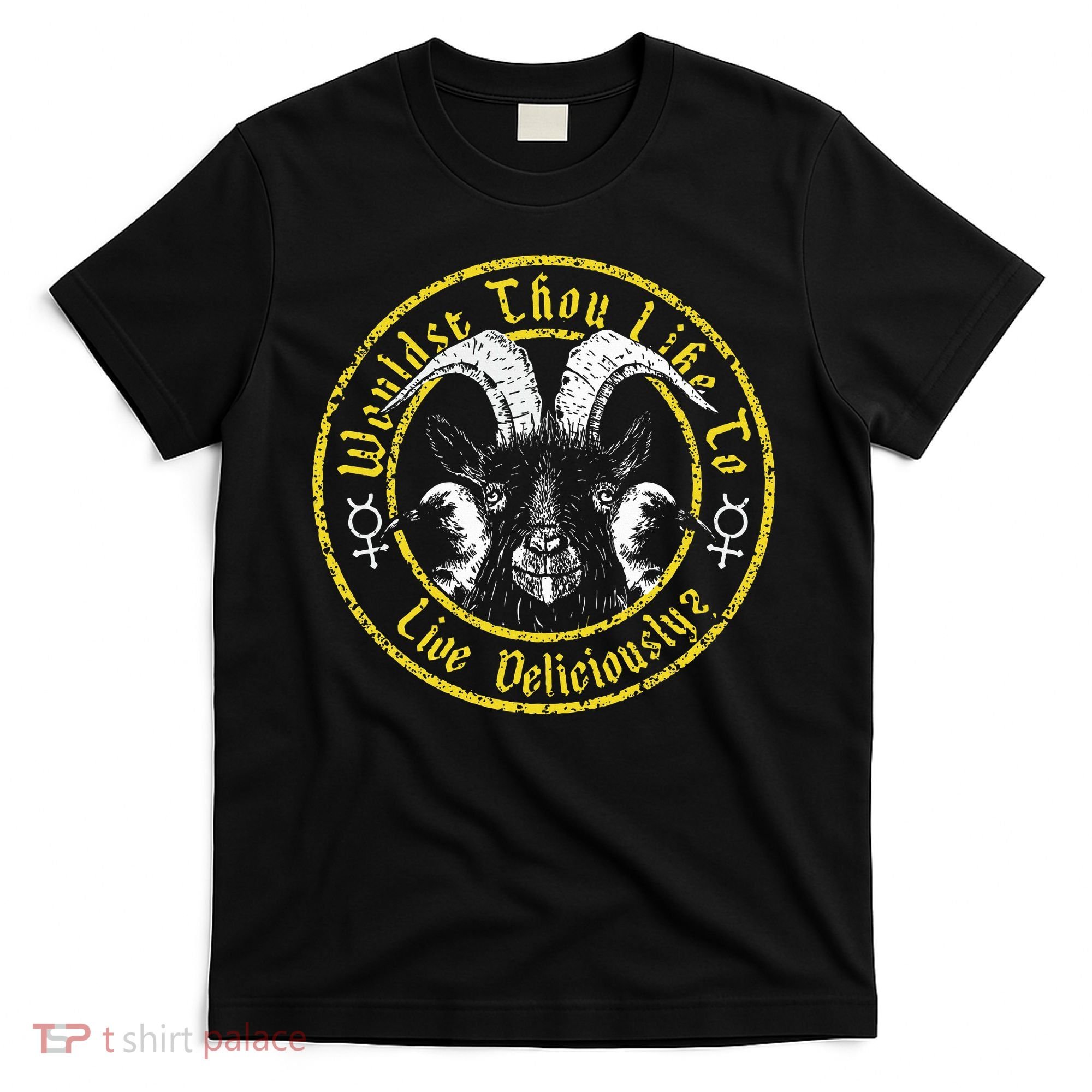 Live Deliciously Vintage Cartoon Goat T-Shirt
