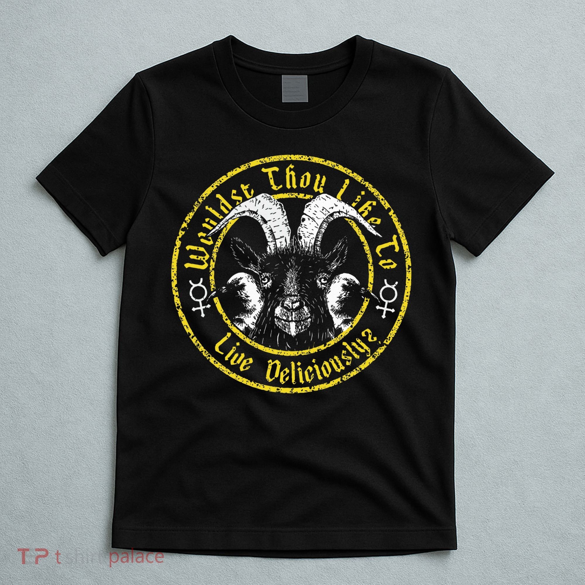 Live Deliciously Vintage Cartoon Goat T-Shirt