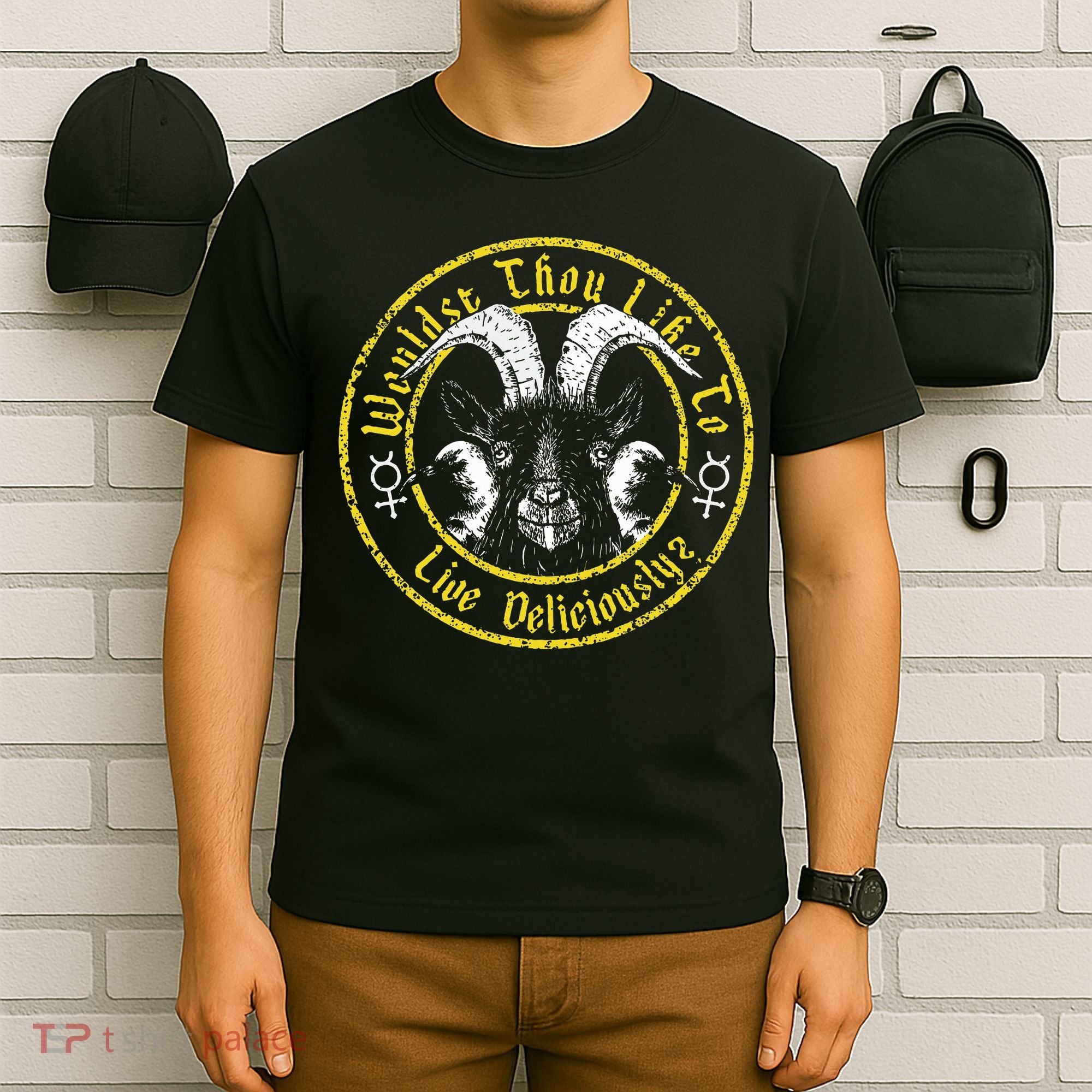 Live Deliciously Vintage Cartoon Goat T-Shirt