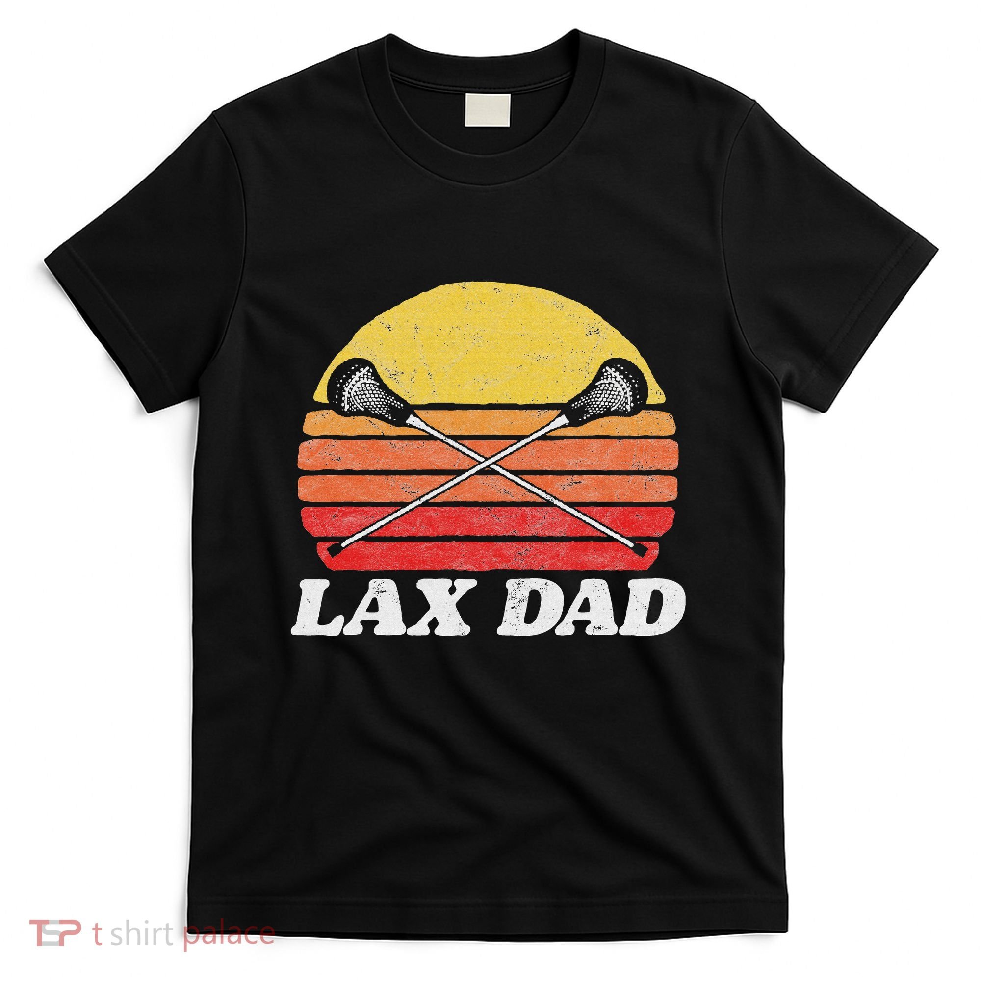 Lax Dad Vintage X Crossed Lacrosse Sticks 80s Sunset Retro T-Shirt