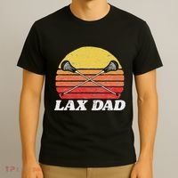 Lax Dad Vintage X Crossed Lacrosse Sticks 80s Sunset Retro T-Shirt thumb 3