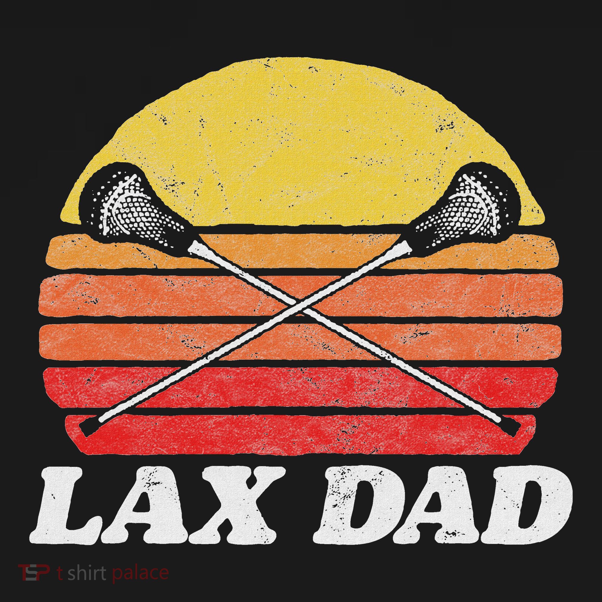 Lax Dad Vintage X Crossed Lacrosse Sticks 80s Sunset Retro T-Shirt