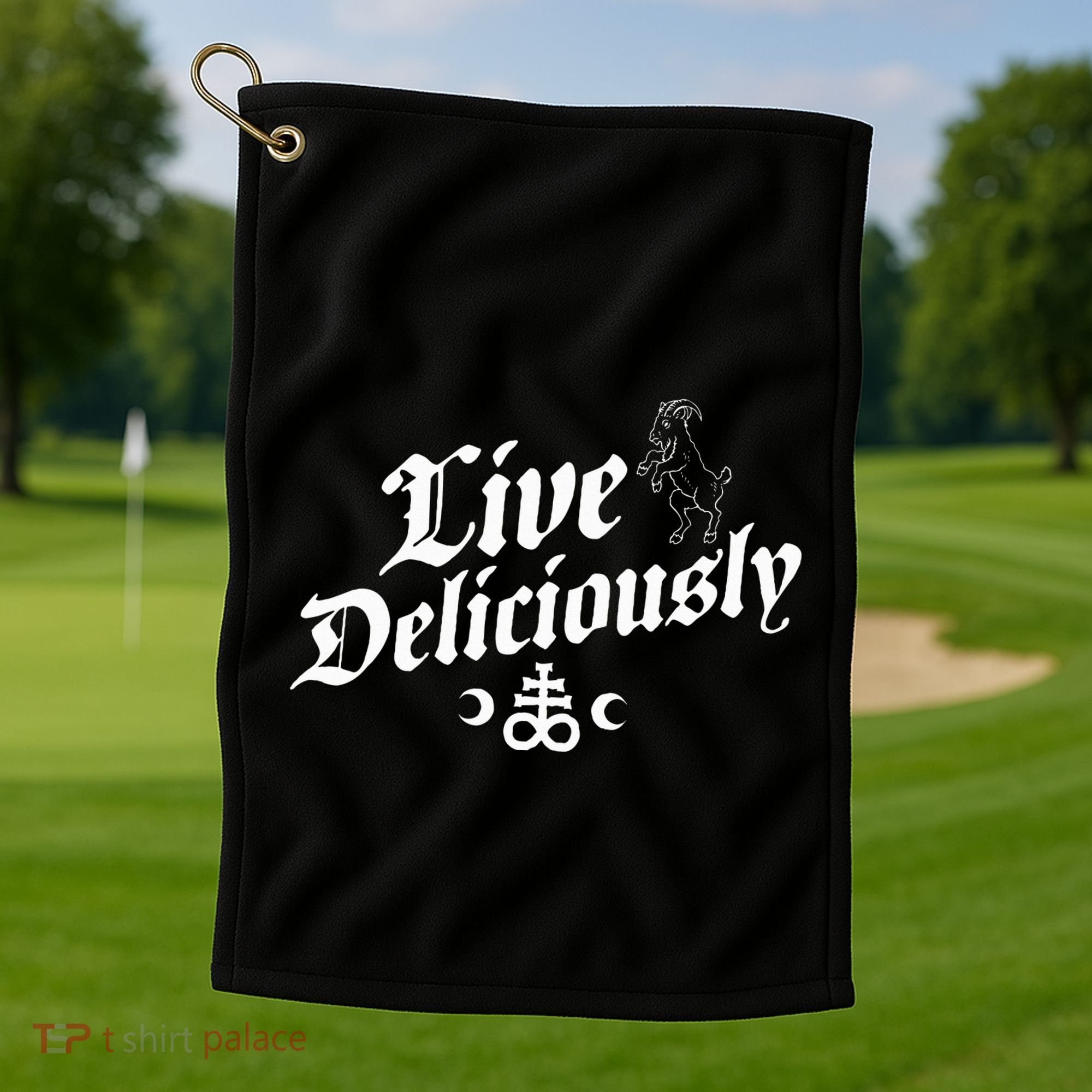 Live Deliciously Witchcraft Occult Golf Towel