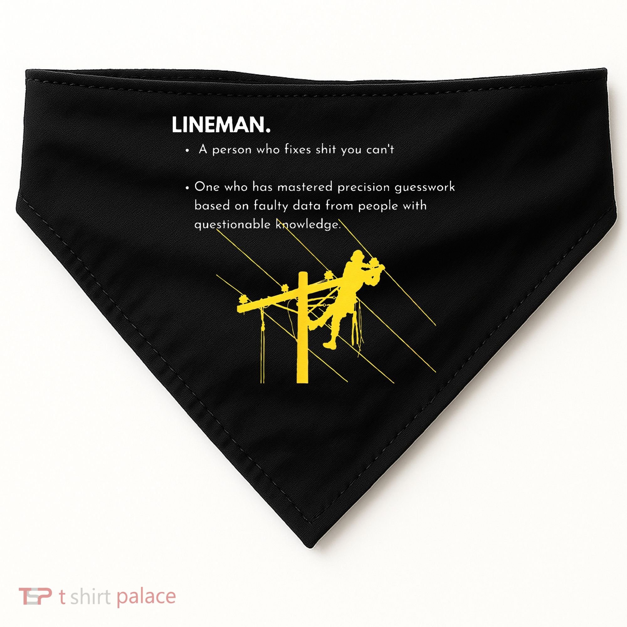 Lineman Definition with Pole Climber for Line Sarcastic USA-Made Doggie Bandana