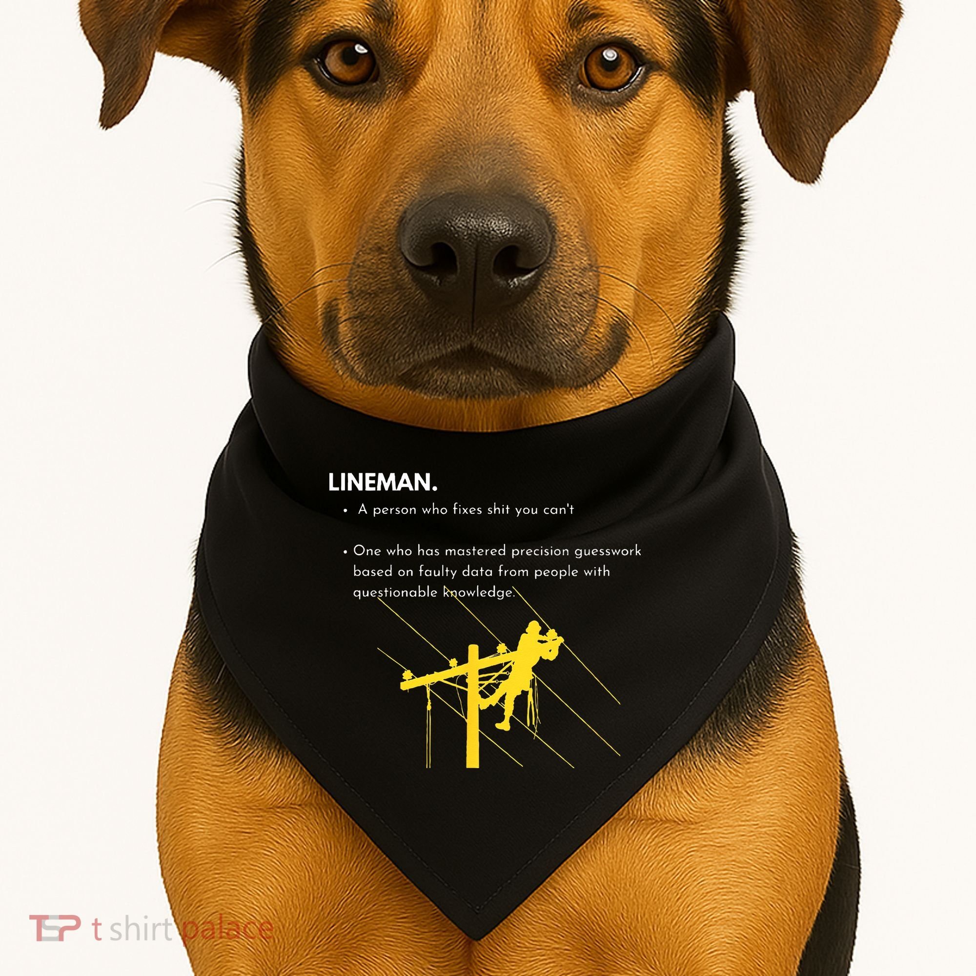 Lineman Definition with Pole Climber for Line Sarcastic USA-Made Doggie Bandana