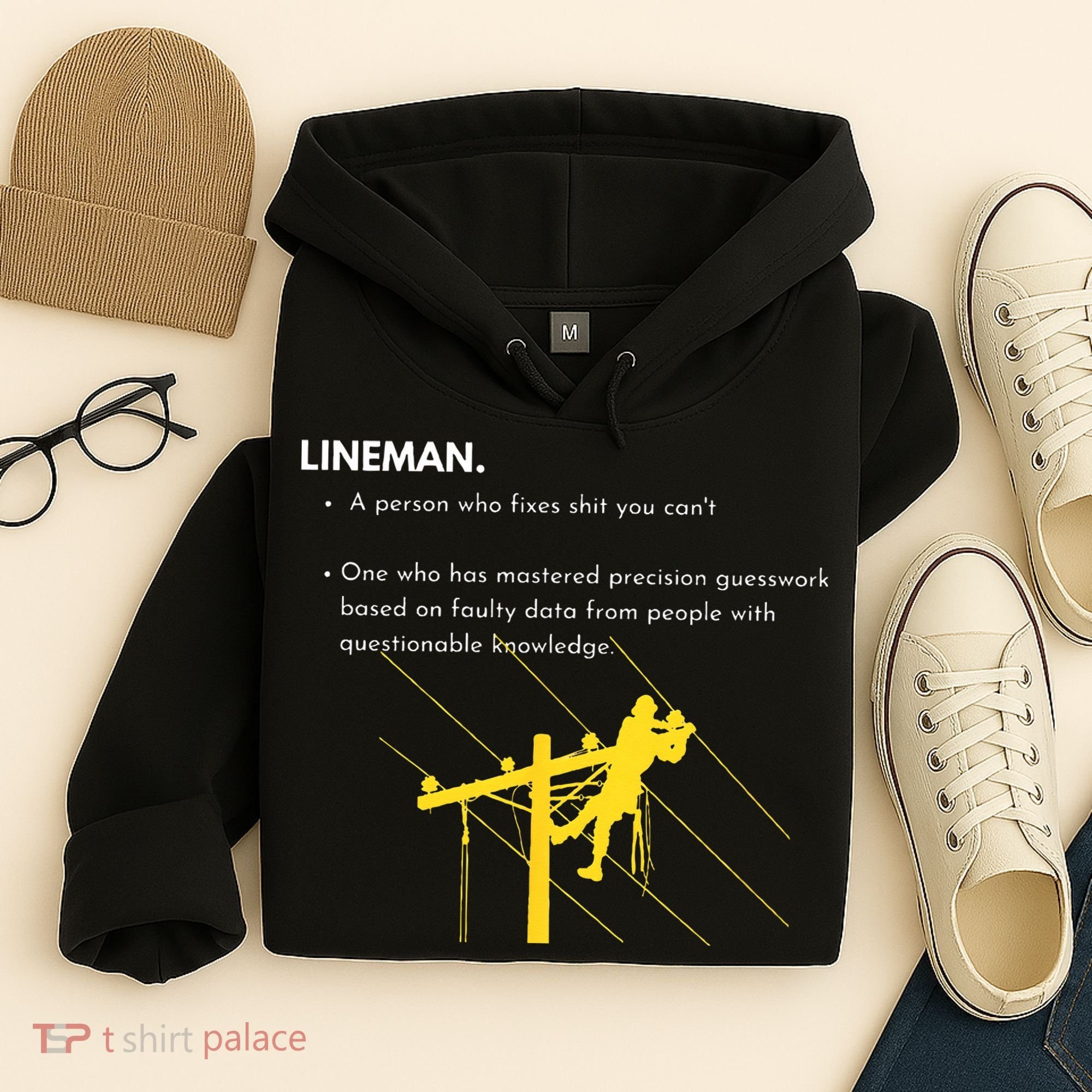 Lineman Definition with Pole Climber for Line Sarcastic Hoodie