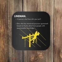 Lineman Definition with Pole Climber for Line Sarcastic Coaster thumb 0