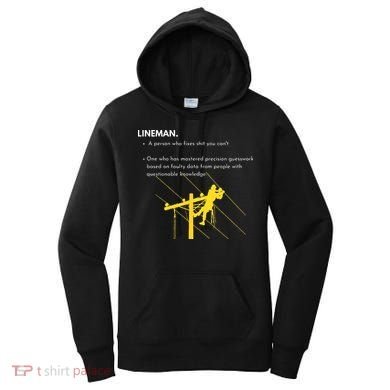 Lineman Definition with Pole Climber for Line Sarcastic Women's Hoodie