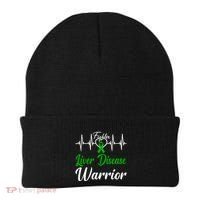 Liver Disease Warrior Heartbeat Fight Green Ribbon Love Gift Beanie thumb 0