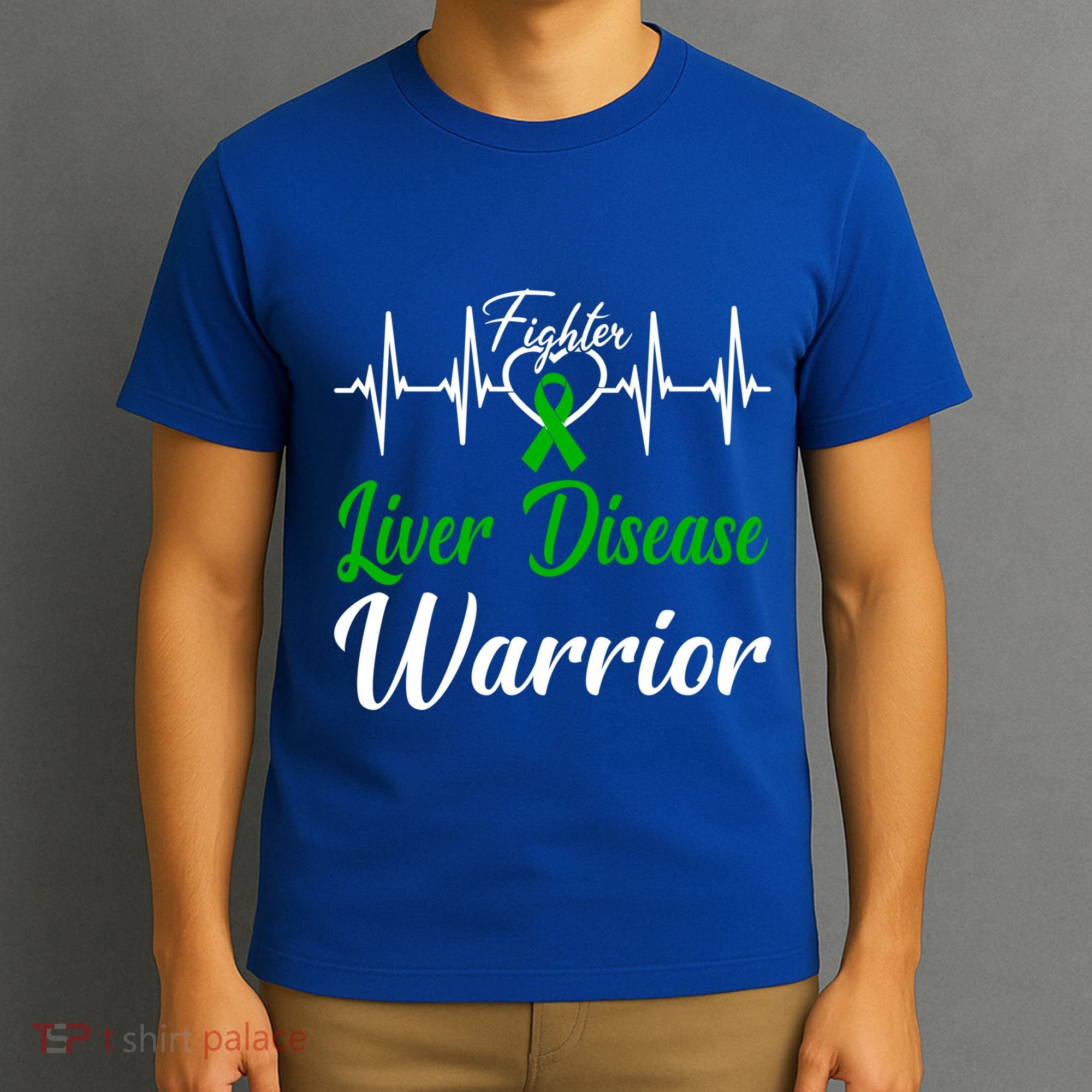 Liver Disease Warrior Heartbeat Fight Green Ribbon Love Gift T-Shirt