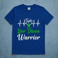 Liver Disease Warrior Heartbeat Fight Green Ribbon Love Gift T-Shirt thumb 5
