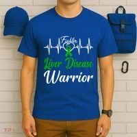 Liver Disease Warrior Heartbeat Fight Green Ribbon Love Gift T-Shirt thumb 6